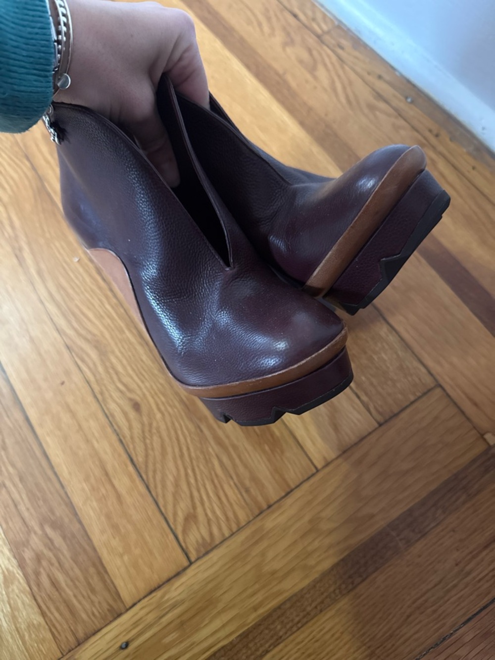 Ferragamo Burgundy Leather High-Heel Ankle Boots - Picture 10 of 10